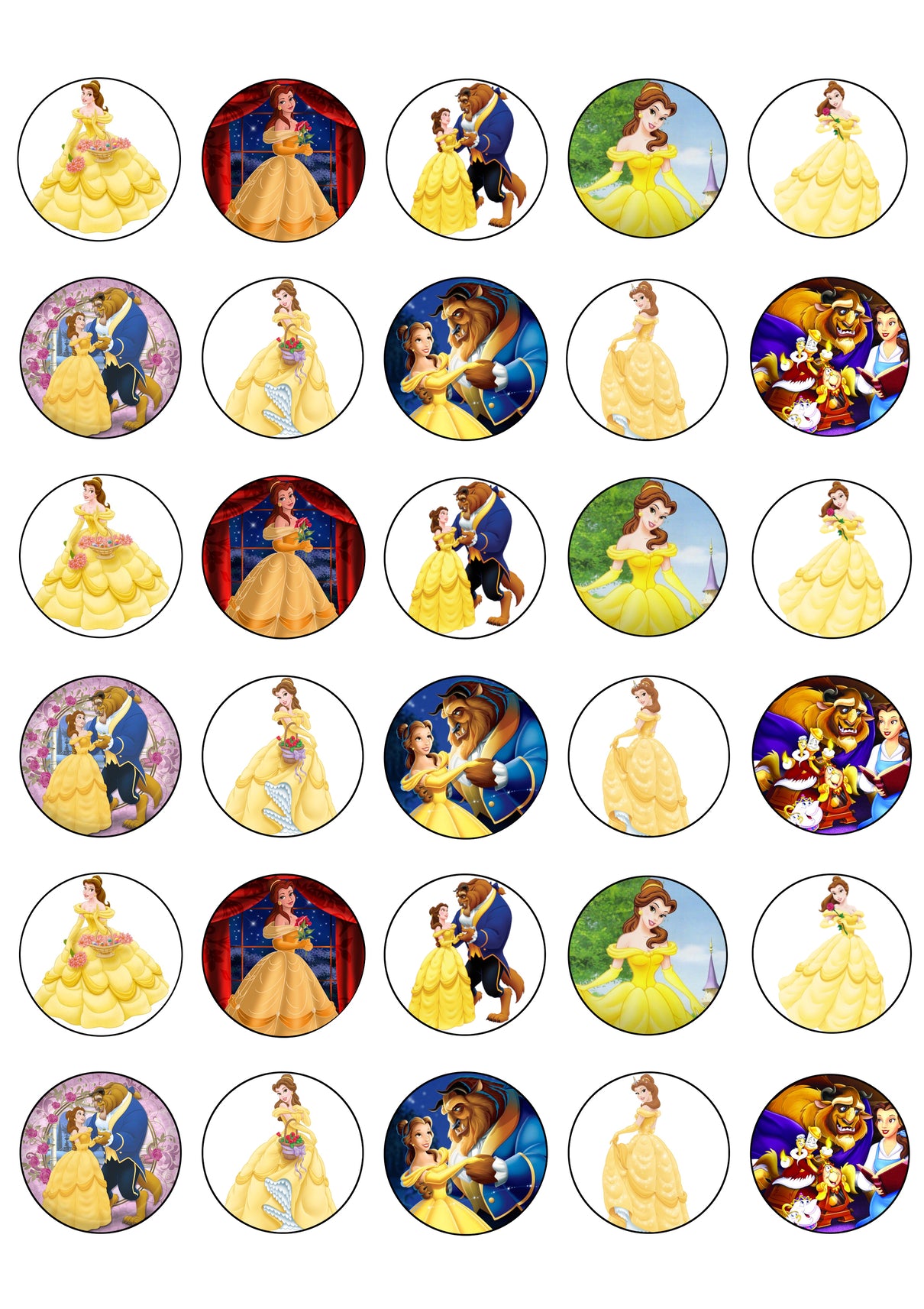 Disney Beauty and the Beast Dancing Belle Ball Gown Edible Cupcake Topper Images ABPID27597