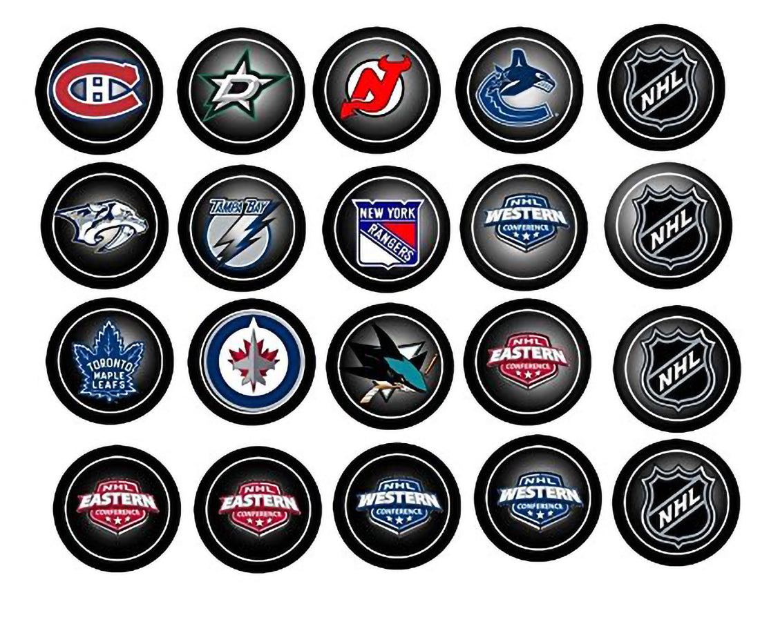 NHL National Hockey League Logos New York Rangers Toronto Maple Leafs New Jersey Devils Edible Cupcake Topper Images ABPID27603