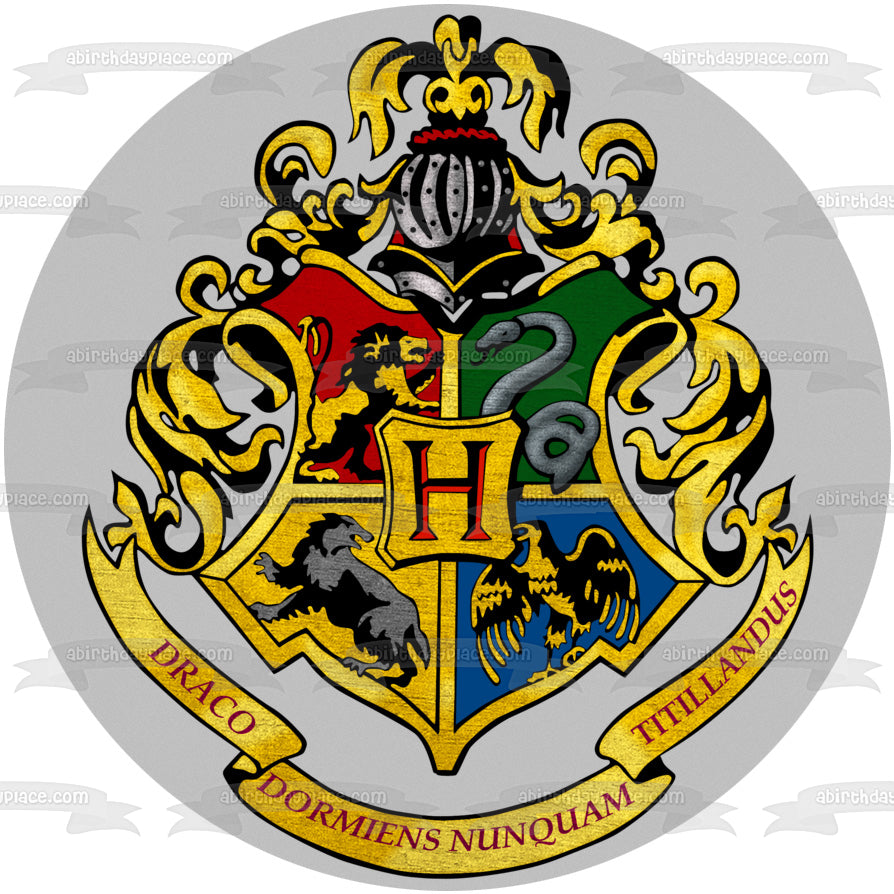 Harry Potter Hogwarts Crests Draco Dormiens Nunquam Titllandus Adorno comestible para tarta Imagen ABPID27809 