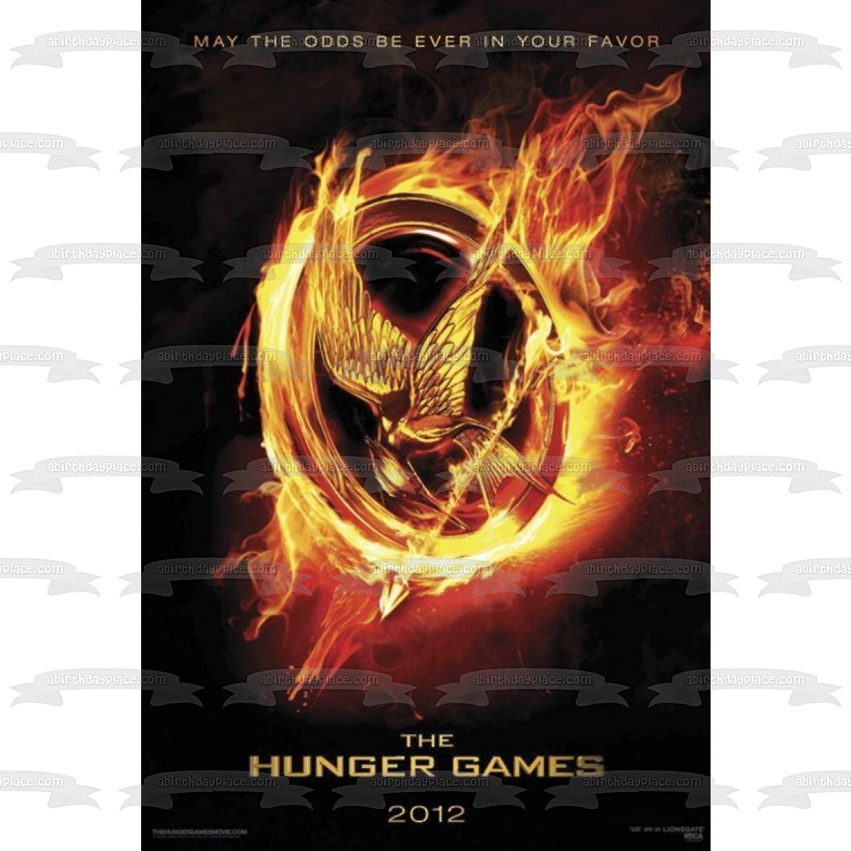 The Hunger Games Movie Poster May the Odds Be Ever In Your Favor Edible Cake Topper Image ABPID28018