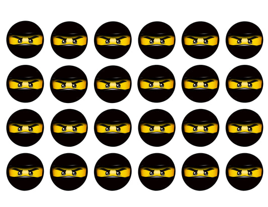 LEGO Ninjago Black Ninga Faces Edible Cupcake Topper Images ABPID49579