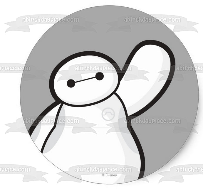 Big Hero 6 Baymax Vector White Baymax Waving Edible Cake Topper Image ABPID49638