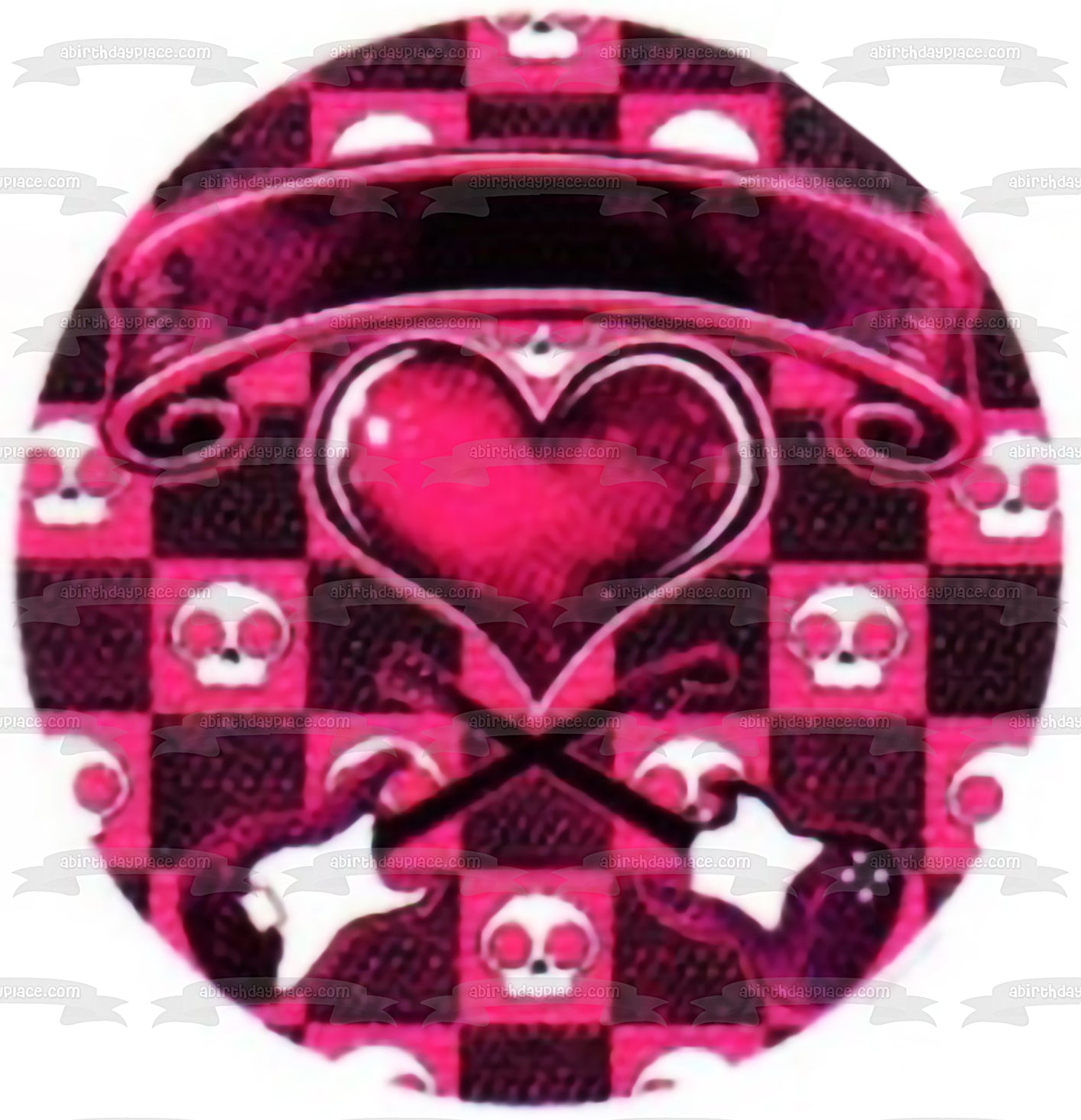 Pink Rockin Hottie Logo Calaveras Guitarras abundantes Imagen comestible para tarta ABPID49866 