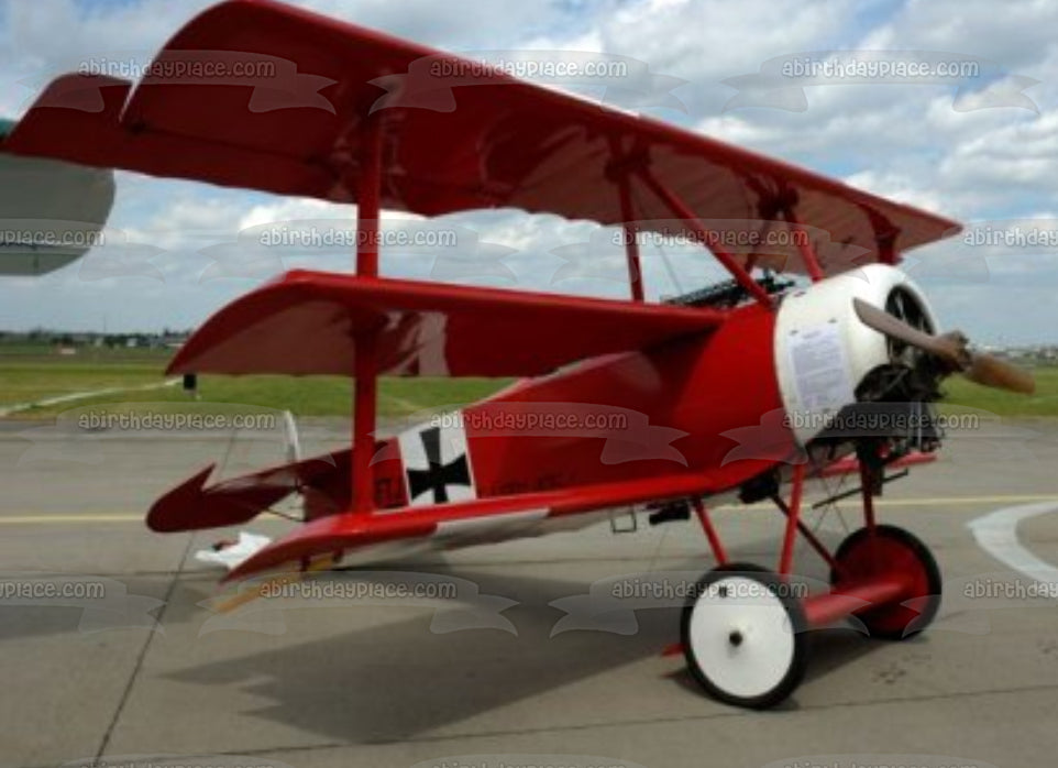 Decoración comestible para tarta con avión del Barón Rojo de la Primera Guerra Mundial, imagen ABPID49924 