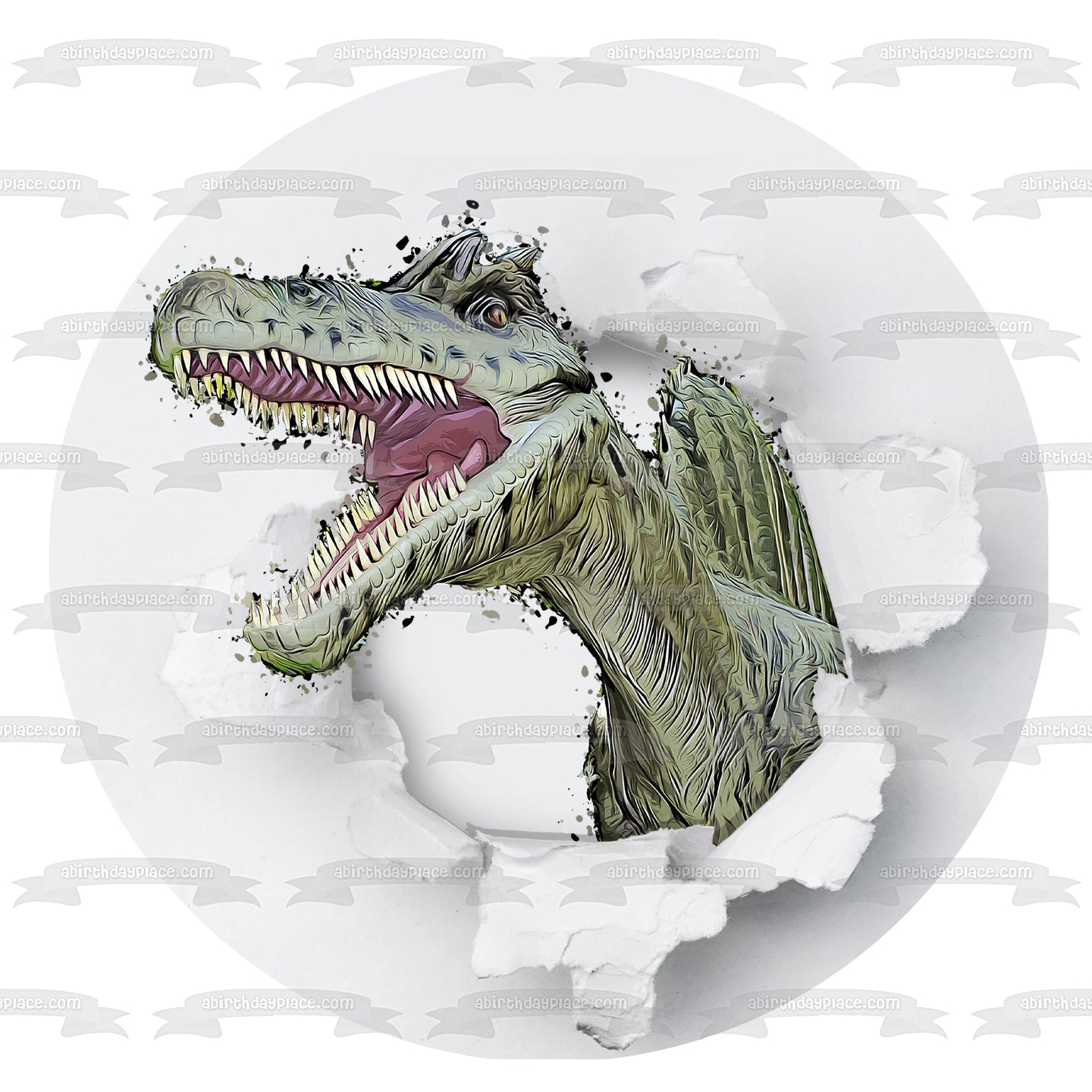 Round Dinosaur Burst Edible Cake Topper Image Edible Cake Topper Image ABPID50272