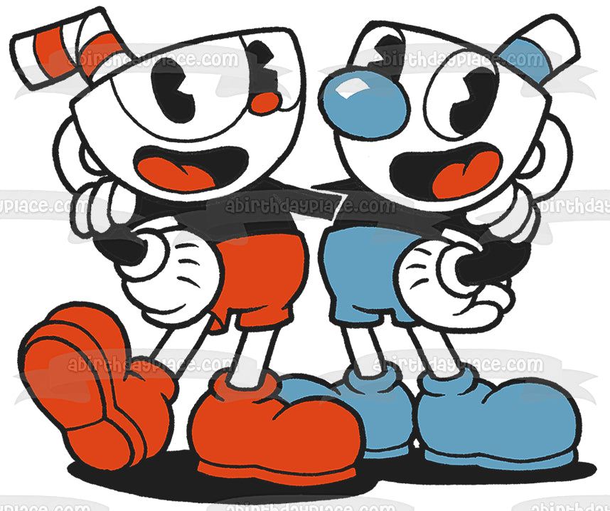 Imagen comestible para decoración de tarta de Cuphead y Mugman ABPID50303 