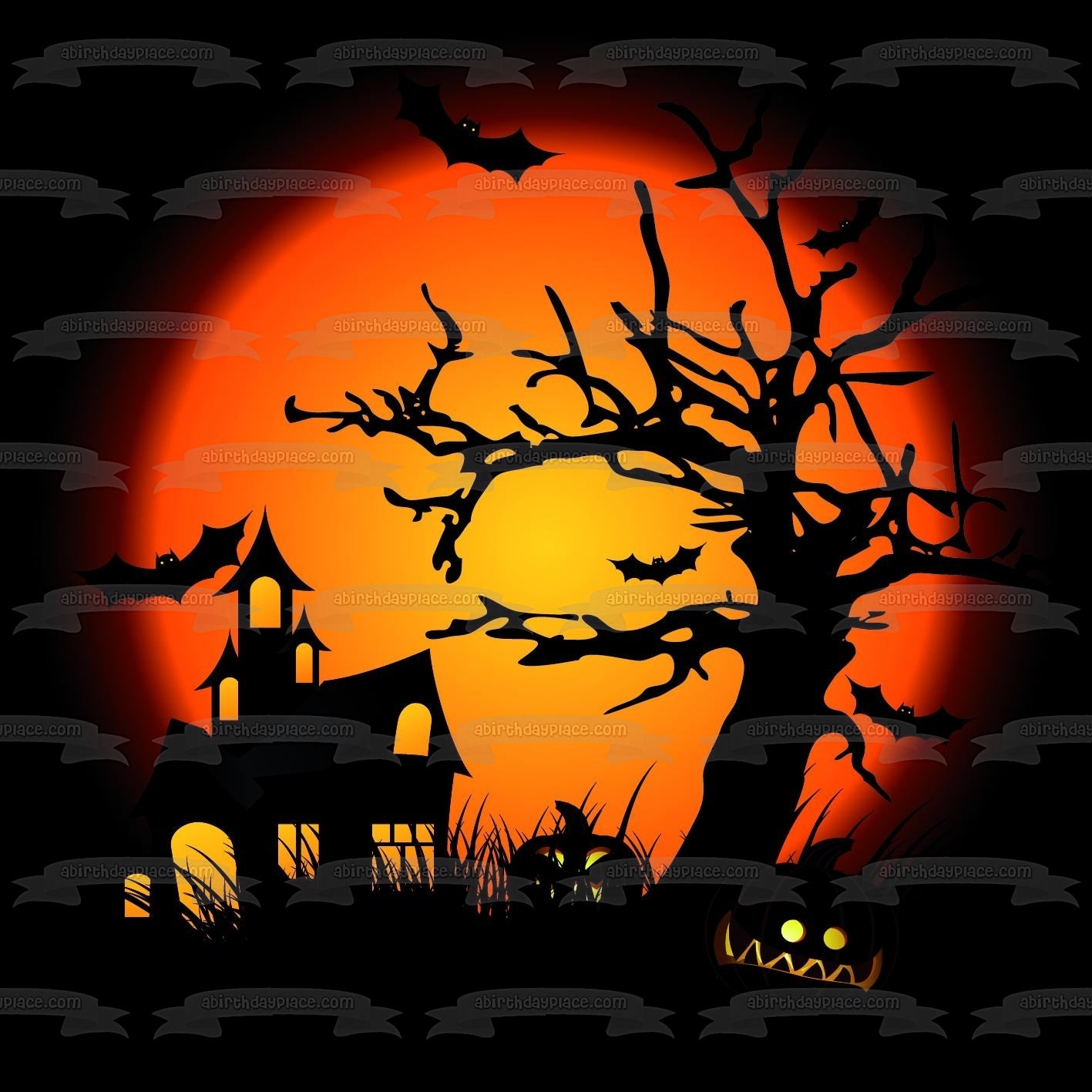 Halloween Scary Jack O Latern Edible Cake Topper Image ABPID50355