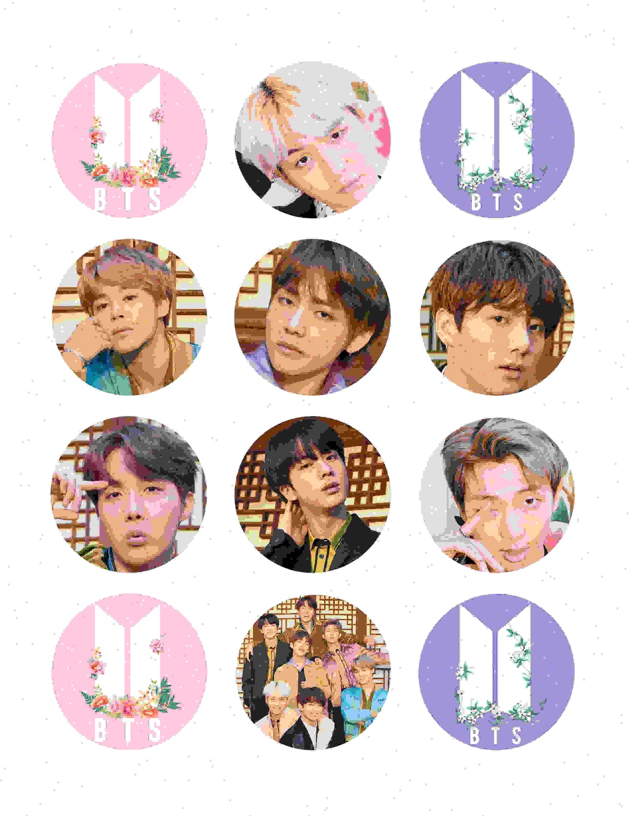 Bts Bangtan Boys K-Pop Jin J-Hope Rm Jungkook Edible Cupcake Topper Images ABPID50377