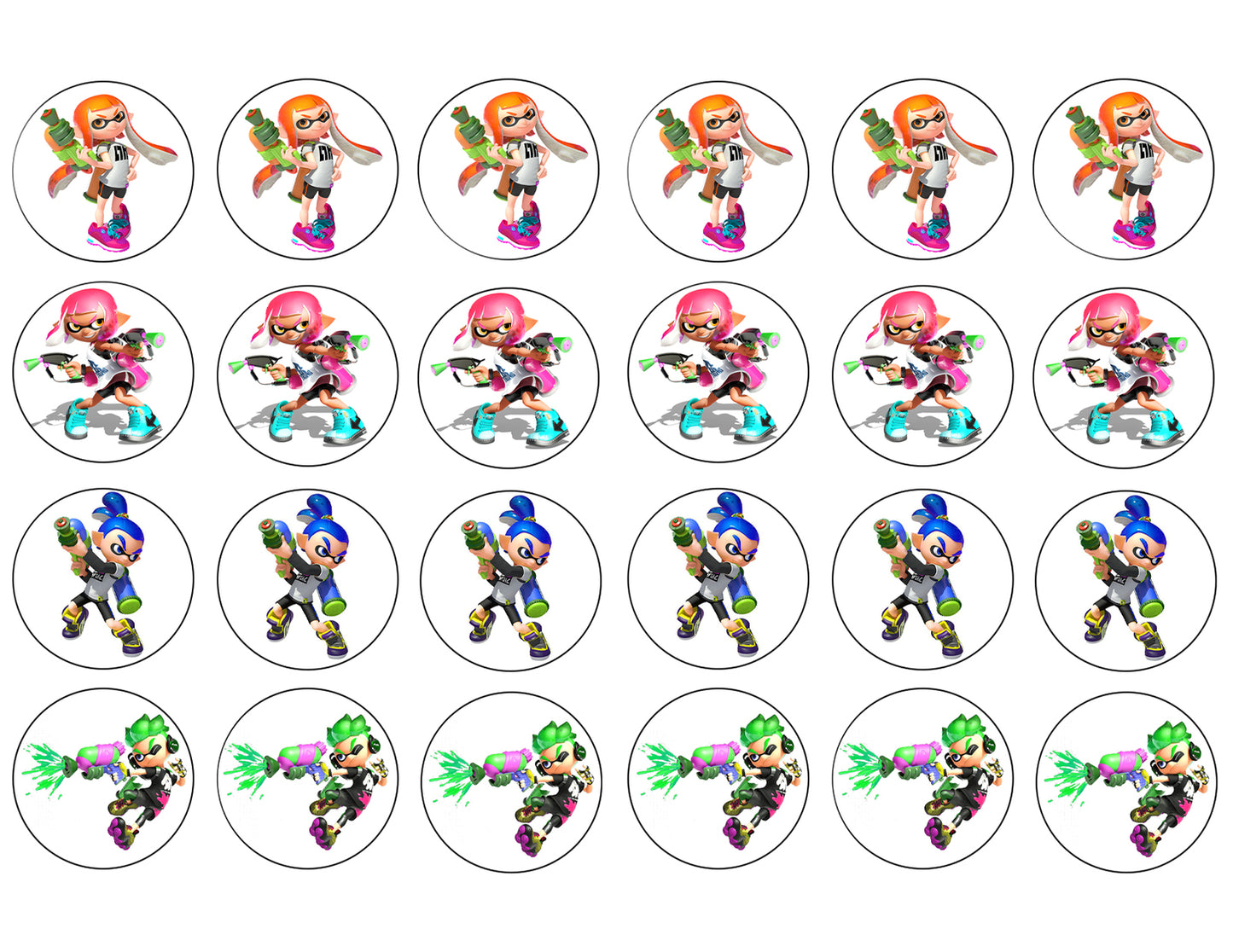 Splatoon Inklings Characters 24 Count Cupcakes Edible Cupcake Topper Images ABPID50409