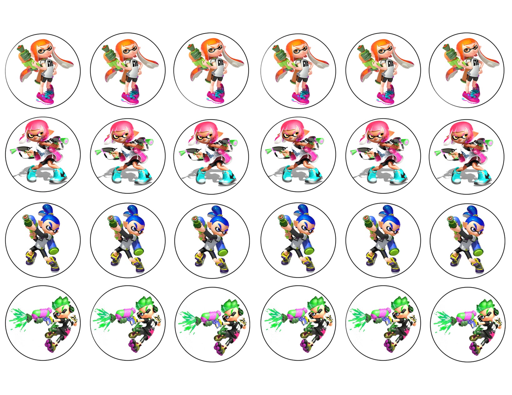 Splatoon Inklings Characters 24 Count Cupcakes Edible Cupcake Topper Images ABPID50409