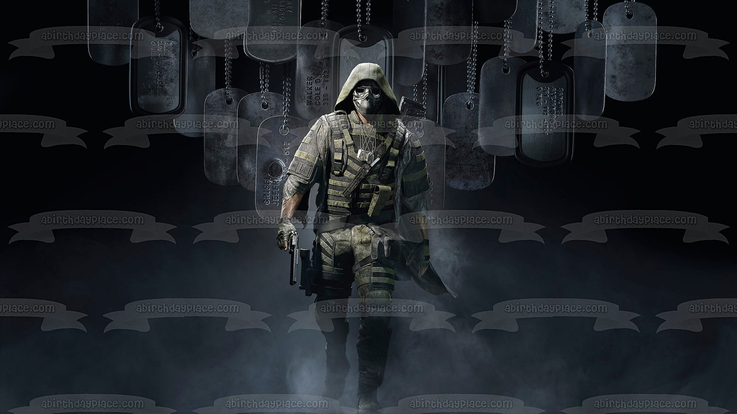 Tom Clancy's Ghost Recon Breakpoint Tactical Shooter Video Game Dog Tags Soldier Edible Cake Topper Image ABPID50415