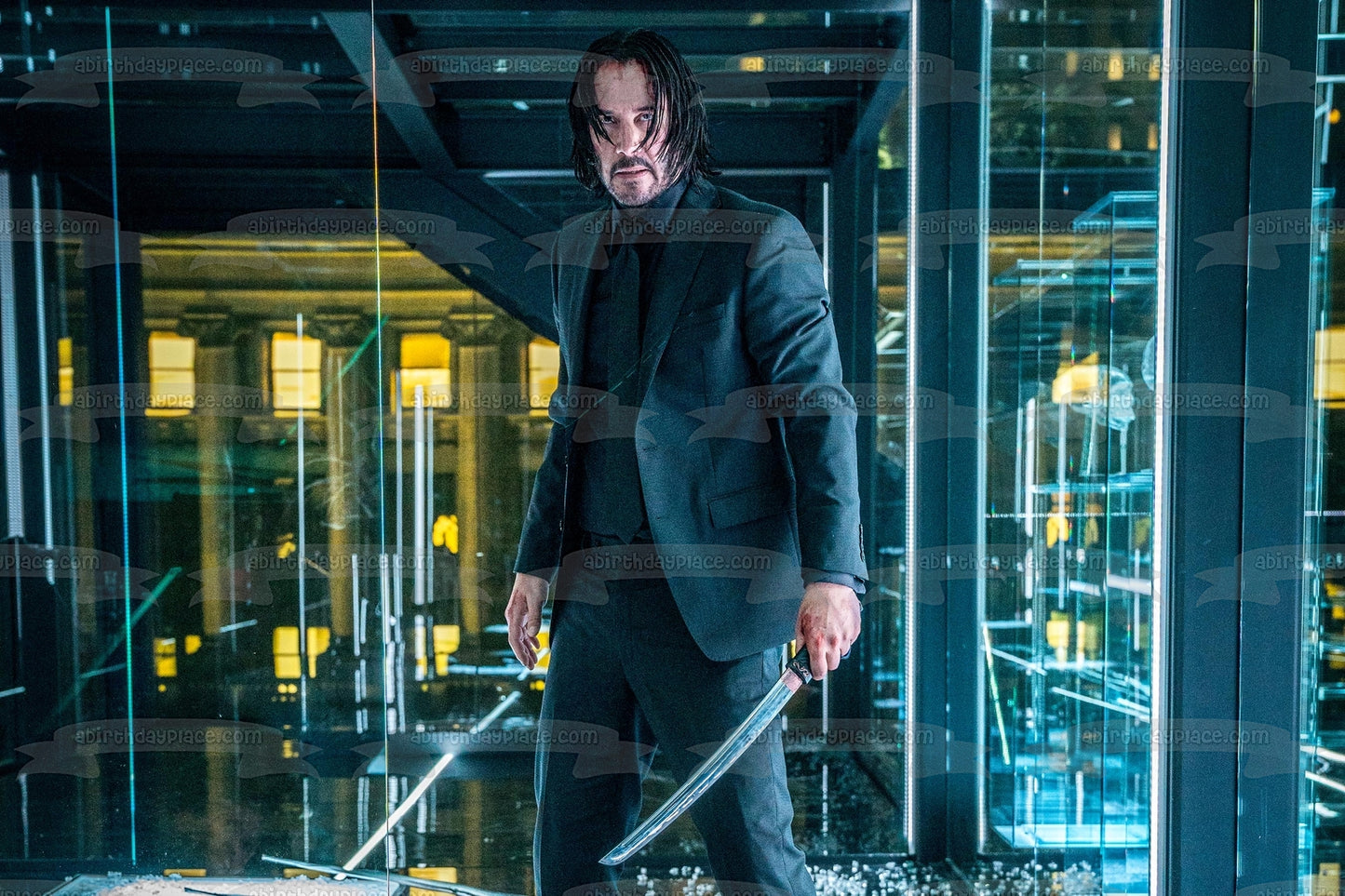 John Wick Parabellum Sword Ninja Martial Arts Keanu Reeves Neo-Noir Baba Yaga Edible Cake Topper Image ABPID50431