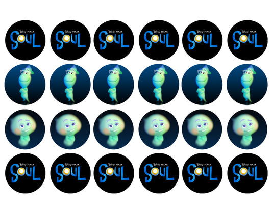 Soul Movie Disney Pixar 22 Joe Blue Background 24 Sheet Edible Cupcake Topper Images ABPID50524