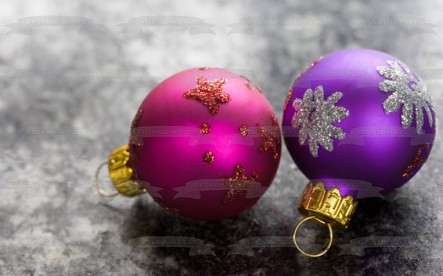 Adornos navideños de bolas de oro rosa con estrellas brillantes, adorno comestible para tarta, imagen ABPID50585 