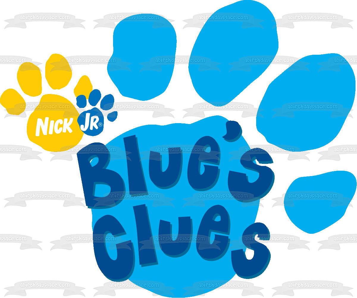 Nick Jr Blue's Clues Logotipo con estampado de pata ¡Las pistas de Blues y tú! Imagen comestible para decoración de tarta ABPID50652 