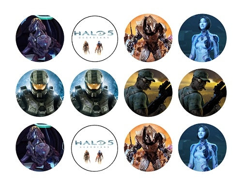 Halo 5 Guardians Master Chief Cortana Sgt Johnson Arbiter Grunts Edible Cupcake Topper Images ABPID50726