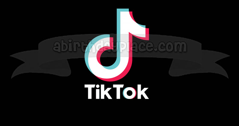 Imagen de decoración comestible para tarta con logotipo de TikTok negro Tik Tok ABPID50776 