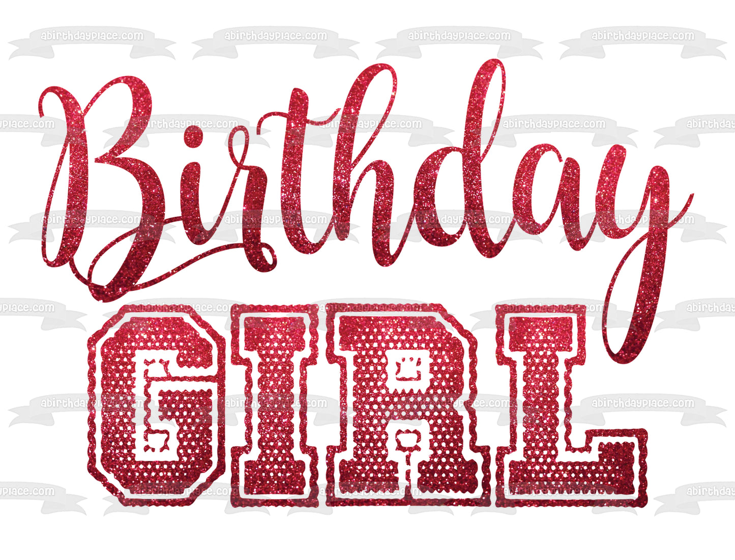 Birthday Girl Jersey Font Red Glitter Edible Cake Topper Image ABPID50786