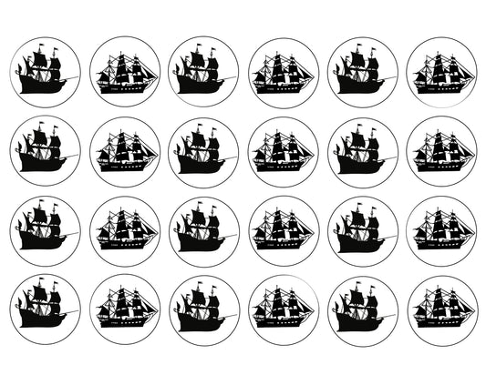 Ships Pirate Seafall Boat Seafaring Cupcake Toppers 24 Count Edible Cupcake Topper Images ABPID50791