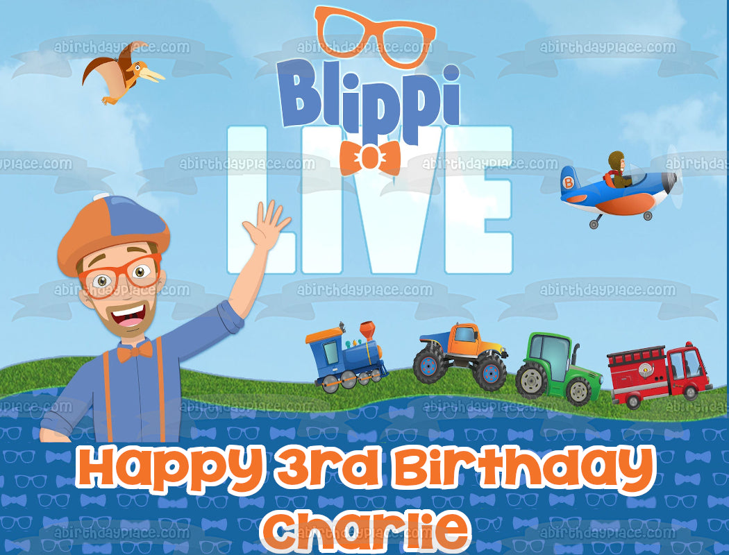 Blippi Live Transportation Youtube Youtuber Bowtie Adorno comestible para tarta Imagen ABPID50829 