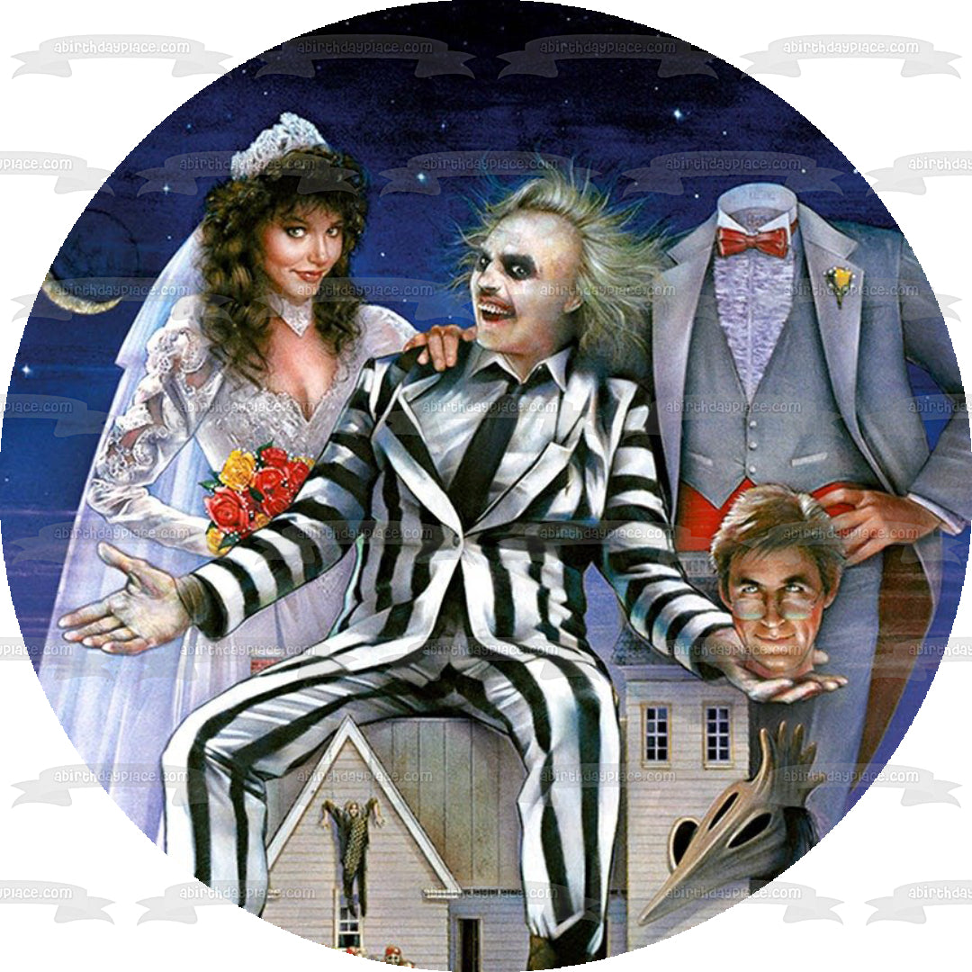 Tim Burton Beetlejuice Boda Barbara Adam Boda Adorno comestible para tarta Imagen ABPID50857 