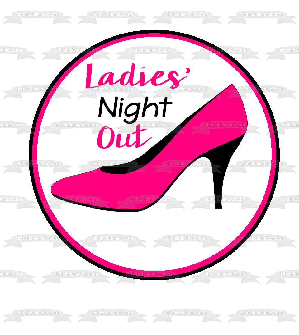 Ladies' Night Out Pink High Heel Shoe Stiletto Edible Cake Topper Image ABPID50862