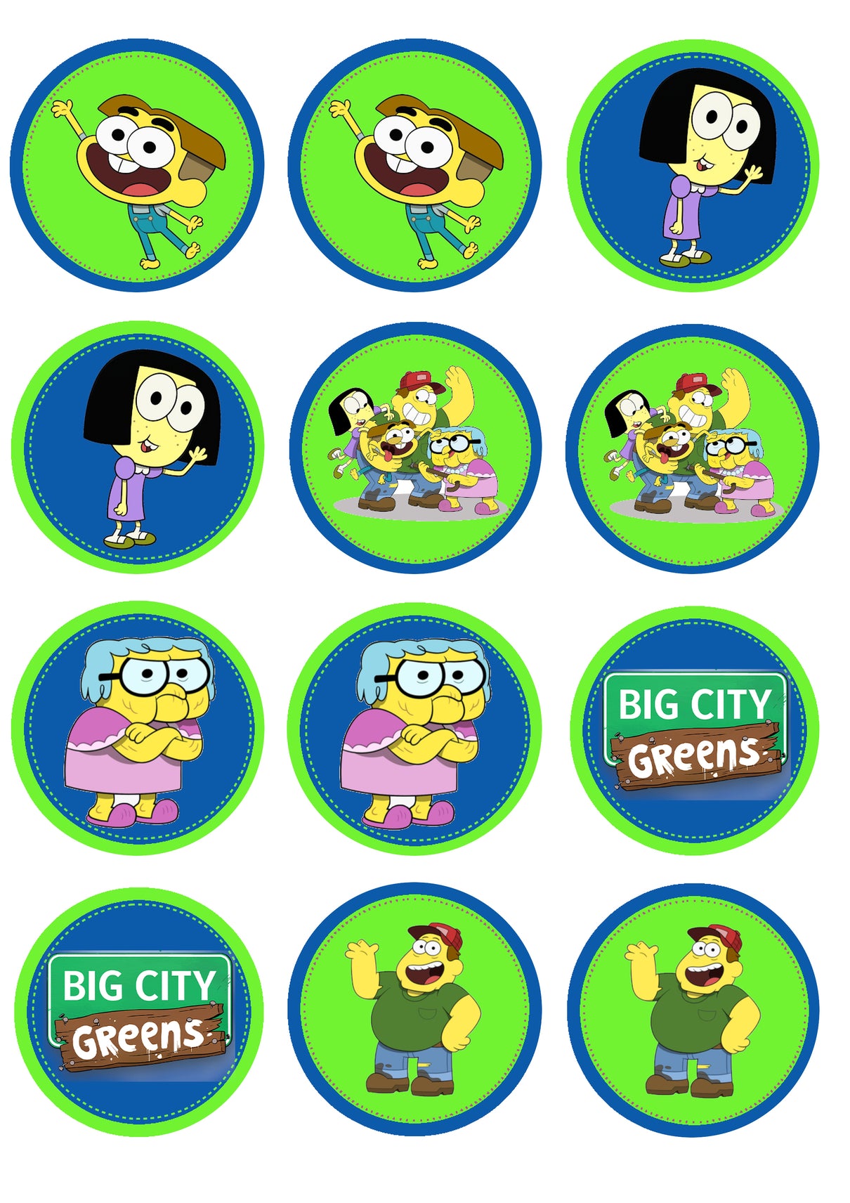 Big City Greens Cricket Tilly Bill Gramma Edible Cupcake Topper Images ABPID50931