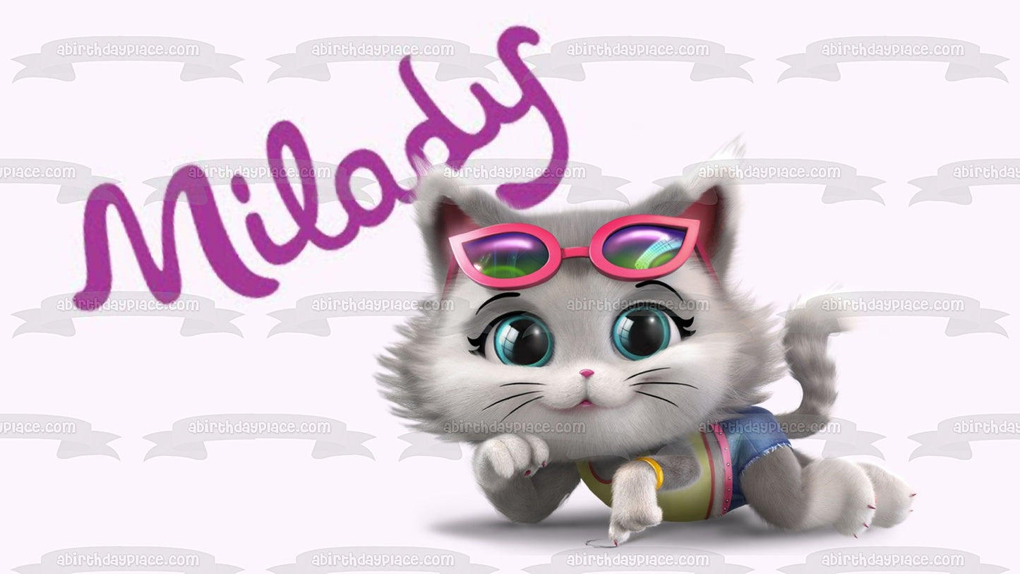 44 Gatos Gatti Milady Gafas de sol Adorno comestible para tarta Imagen ABPID50935 