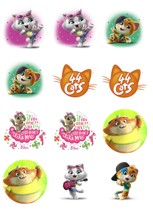 44 Cats Lampo Milday Meatball Pilou Assorted Pictures Poses Edible Cupcake Topper Images ABPID50936