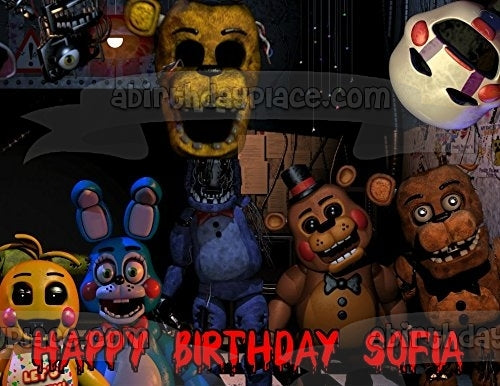 Imagen personalizada para decoración comestible para tarta de Five Nights at Freddy's Chica Bonnie Freddy Fazbear ABPID51009 