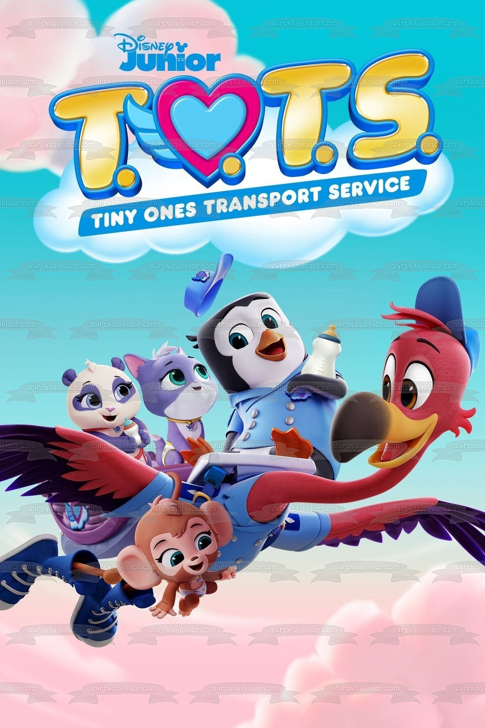 Servicio de Transporte Tots Tiny Ones T.Ot.S. Disney Junior Freddy el Flamenco KC El Koala Pip Kiki el Gatito Adorno comestible para tarta Imagen ABPID51017 