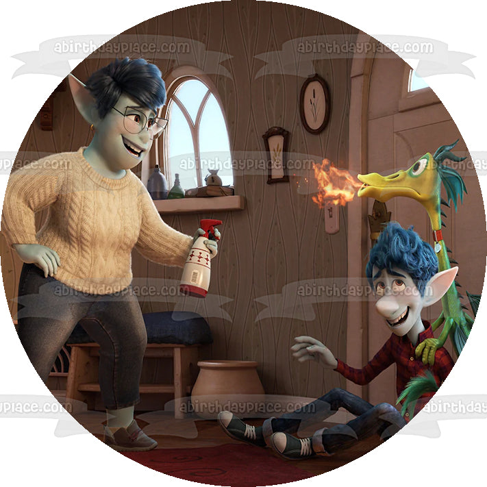 Disney Pixar Onward Ian Lightfoot Blazey Mamá Laurel Lightfoot Decoración comestible para tarta Imagen ABPID51051 