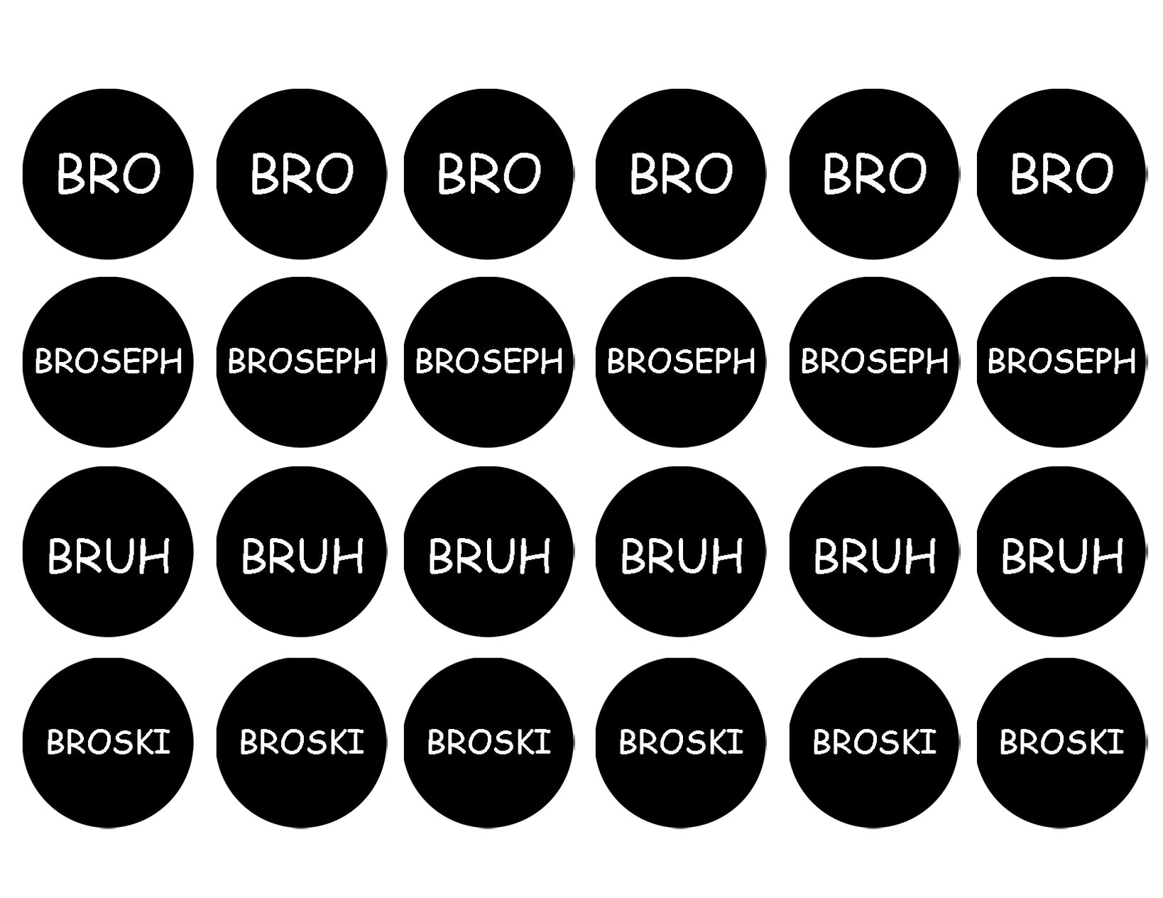 Brotherly Love Nicknames Bro Broseph Bruh Broski Black and White 24ct Edible Cupcake Topper Images ABPID51146