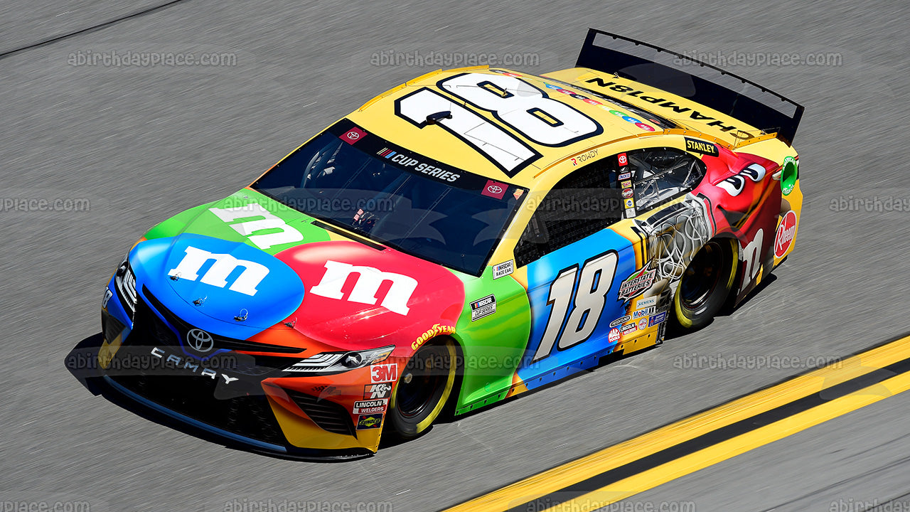 Nascar Daytona 500 Kyle Busch 18 Race Car Race Track Imagen comestible para tarta ABPID51158 