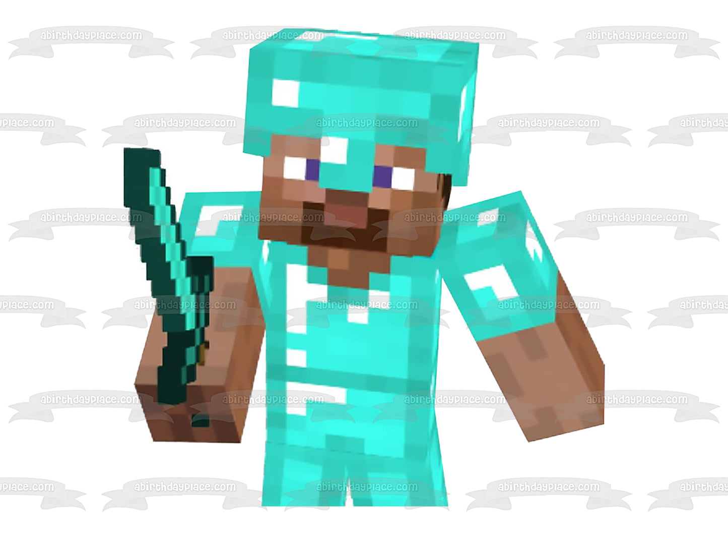 Minecraft Diamond Steve y Blue Diamond Sword Adorno comestible para tarta Imagen ABPID51172 