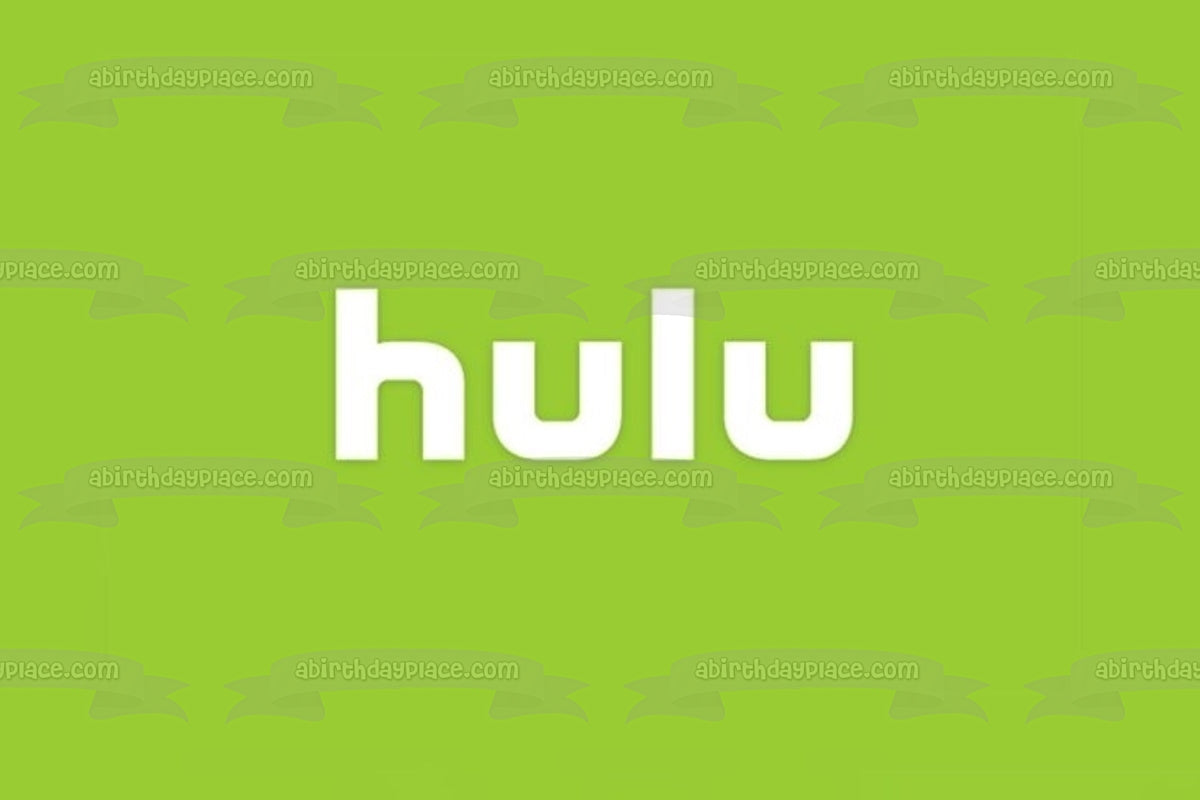 Imagen comestible para decoración de tarta con el logotipo de Hulu y fondo verde ABPID51307 