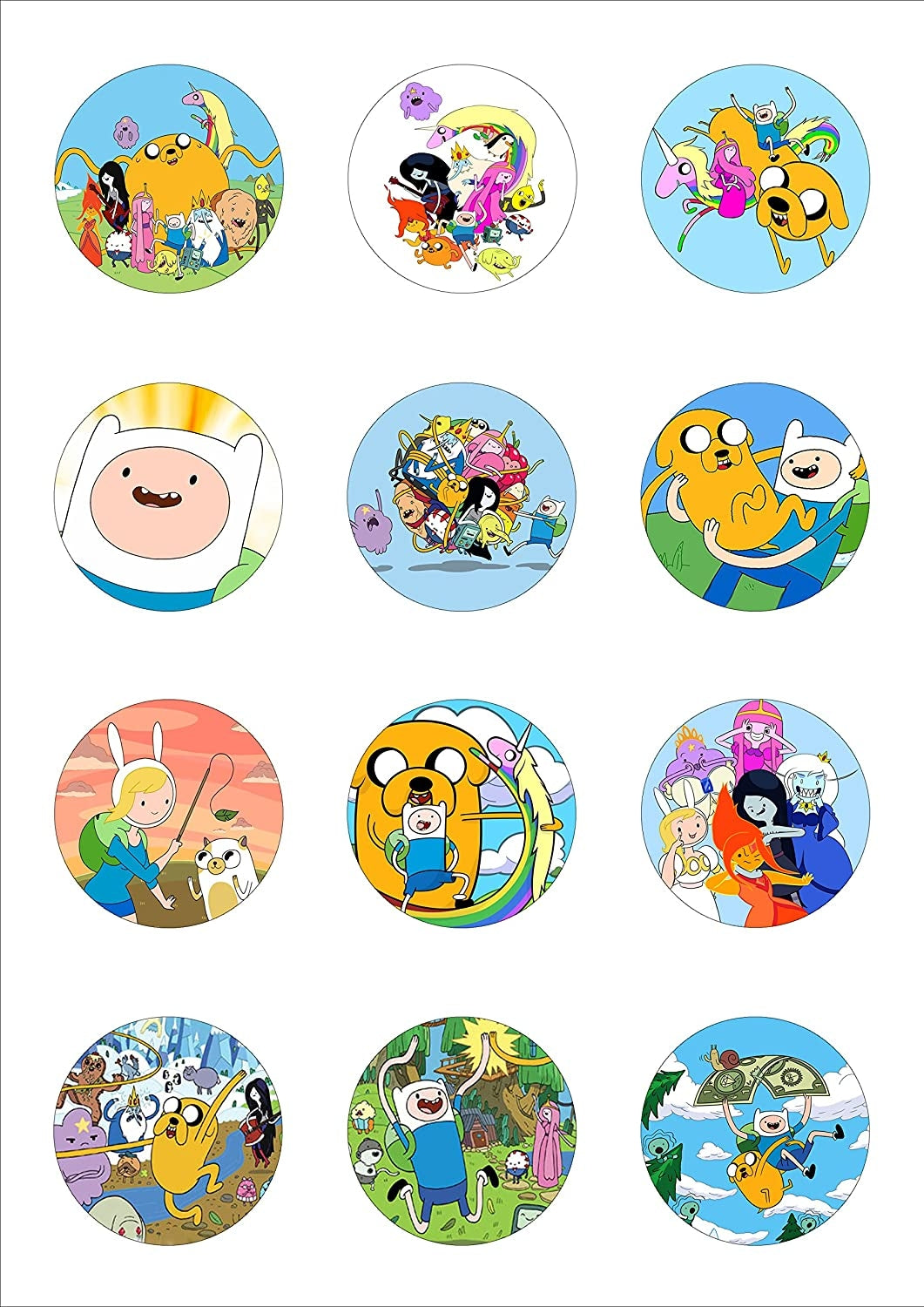 Adventure Time Adventure Time Princess Bubblegum Marceline the Vampire BMO Ice King Finn Jake the Dog Lumpy Space Princess Lady Rainicorn Fionna Edible Cupcake Topper Images ABPID51362