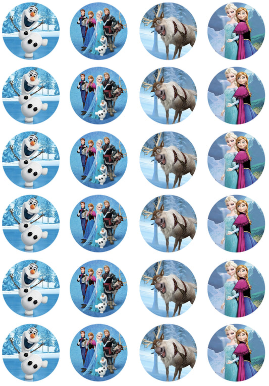 Disney-Pixar Frozen 2 Elsa Anna Olaf King Agnarr Kristoff Sven Edible Cupcake Topper Images ABPID51384