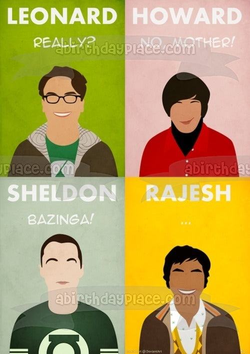 Meme the Big Bang Theory Dibujos animados Leanord Howard Sheldon Rajesh Imagen comestible para decoración de tarta ABPID51493 