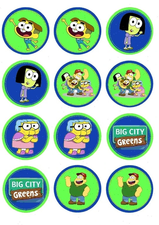 Imágenes de decoración comestible para cupcakes de Big City Greens Cricket Tilly Alice Bill ABPID52110 