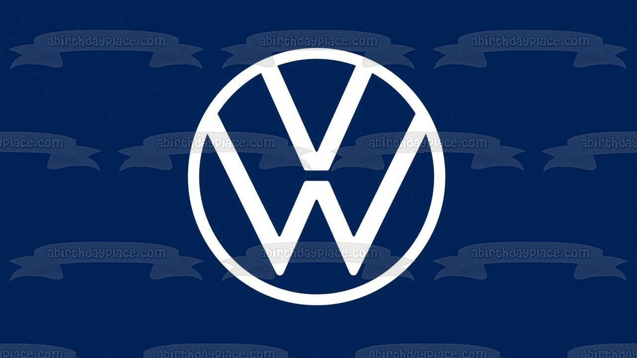 Volkswagen Logo VW Car Company White Blue Edible Cake Topper Image ABPID52194