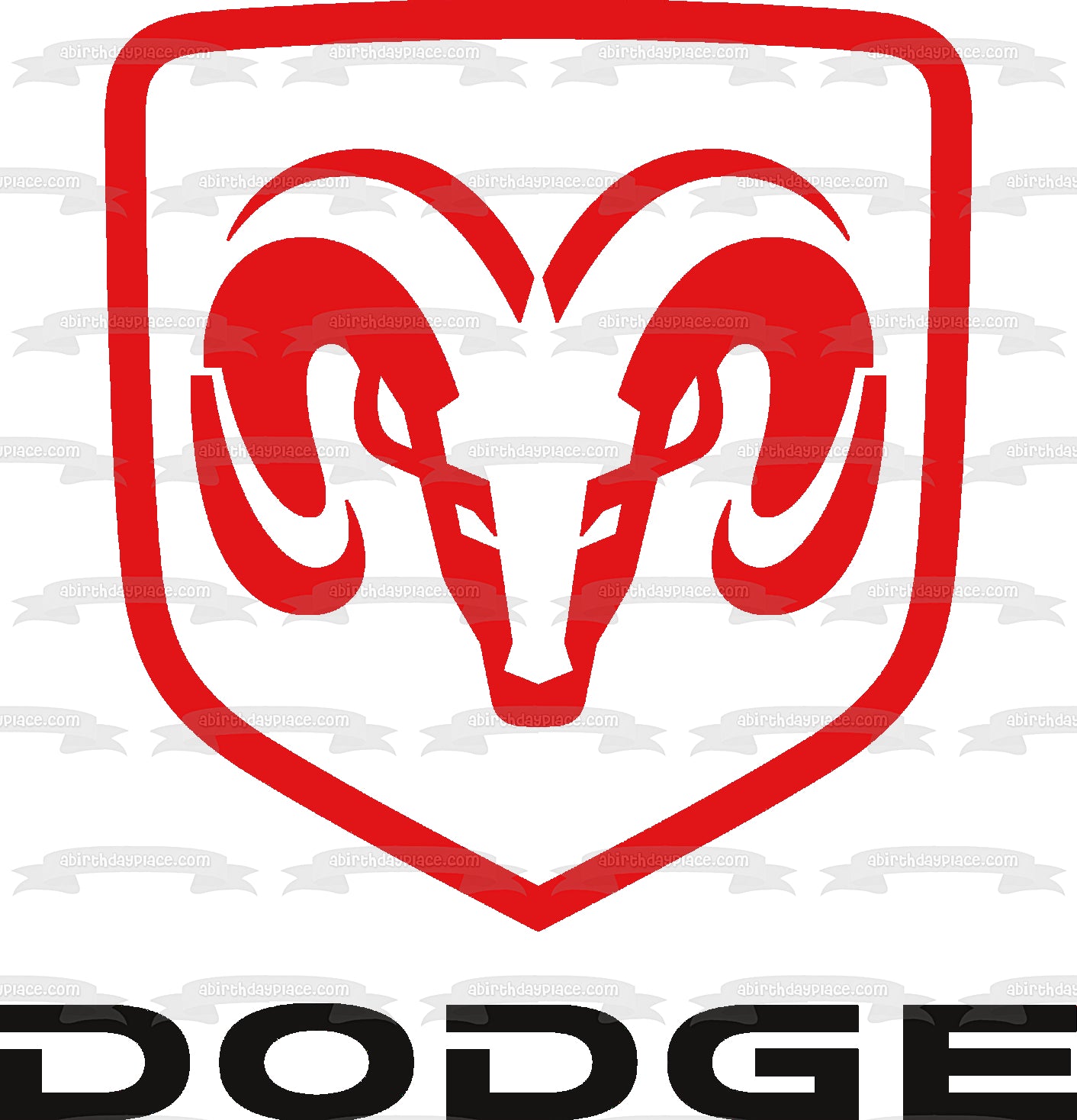 Dodge Car Company Logotipo del vehículo Red Black Sheep Ram's Head Edible Cake Topper Imagen ABPID52196 