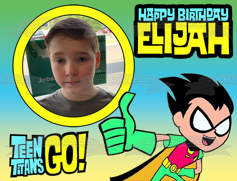 ¡Los jóvenes titanes van! Robin Boy Wonder Añade tu propio marco de fotos Personalizable Dick Grayson Batman DC Comic Books Dibujos animados Edible Cake Topper Marco de imagen ABPID52240 