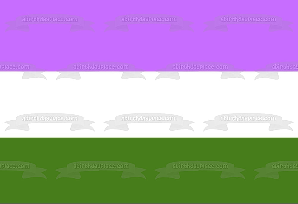 Bandera del Orgullo Genderqueer Lgbtqia+ Lesbiana Gay Bisexual Transgénero Queer Intersex Asexual Genderqueer Edible Cake Topper Imagen ABPID52288 