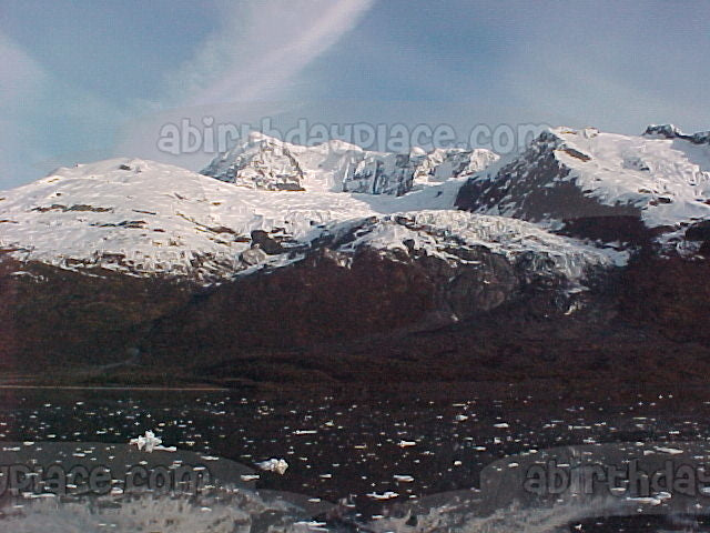 Decoración comestible para tarta con paisaje de montañas nevadas, imagen ABPID52530 