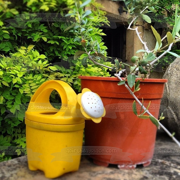 Regadera de jardinería Plantas en maceta Adorno comestible para pastel Imagen ABPID52536 