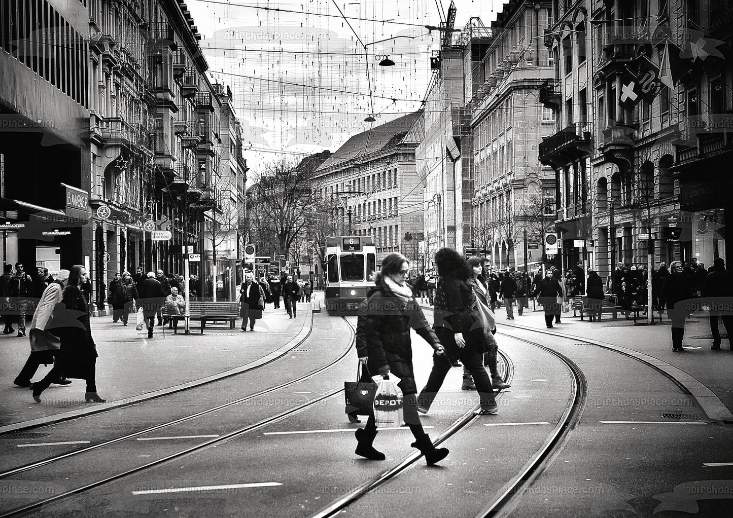 Bahnhofstrasse Street Zurich Gente Caminando Imagen comestible para decoración de tarta ABPID52583 