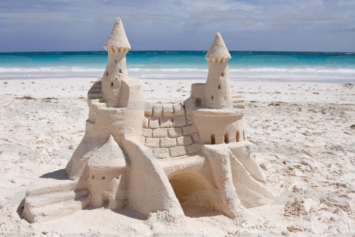 Imagen comestible para tarta con castillo de arena de playa ABPID52611 