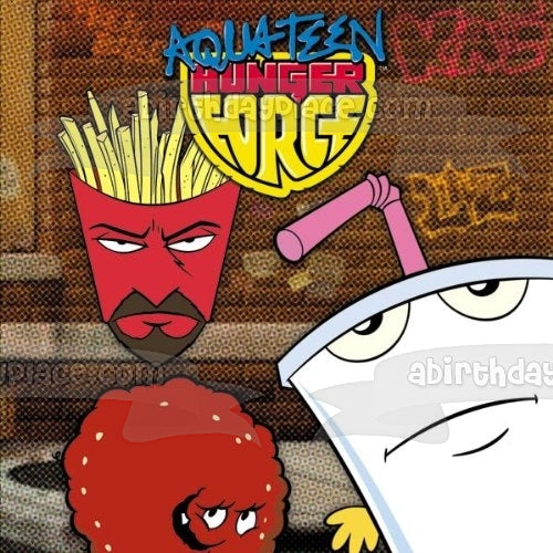 Aqua Teen Hunger Force Athf Animación de natación para adultos Master Shake Frylock Meatwad Edible Cake Topper Imagen ABPID52631 