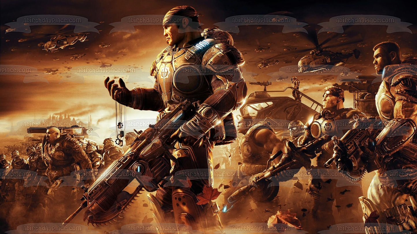 Gears of War SciFi Shooter FPS Gaming Marcus Fenix ​​Personajes Imagen comestible para decoración de tarta ABPID52645 